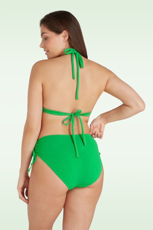 TC Beach - Mid Waist Bikini Bottom in Bright Green Relief 3