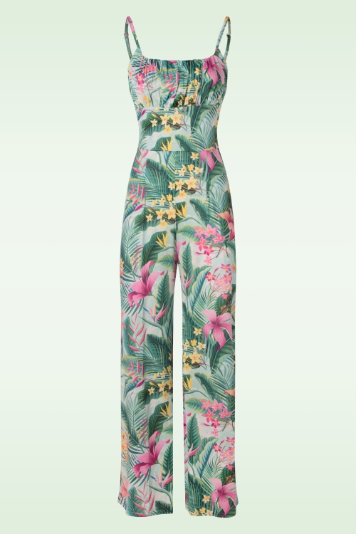Vintage Chic for Topvintage - Alyssa Tropical Jumpsuit in Mint Green