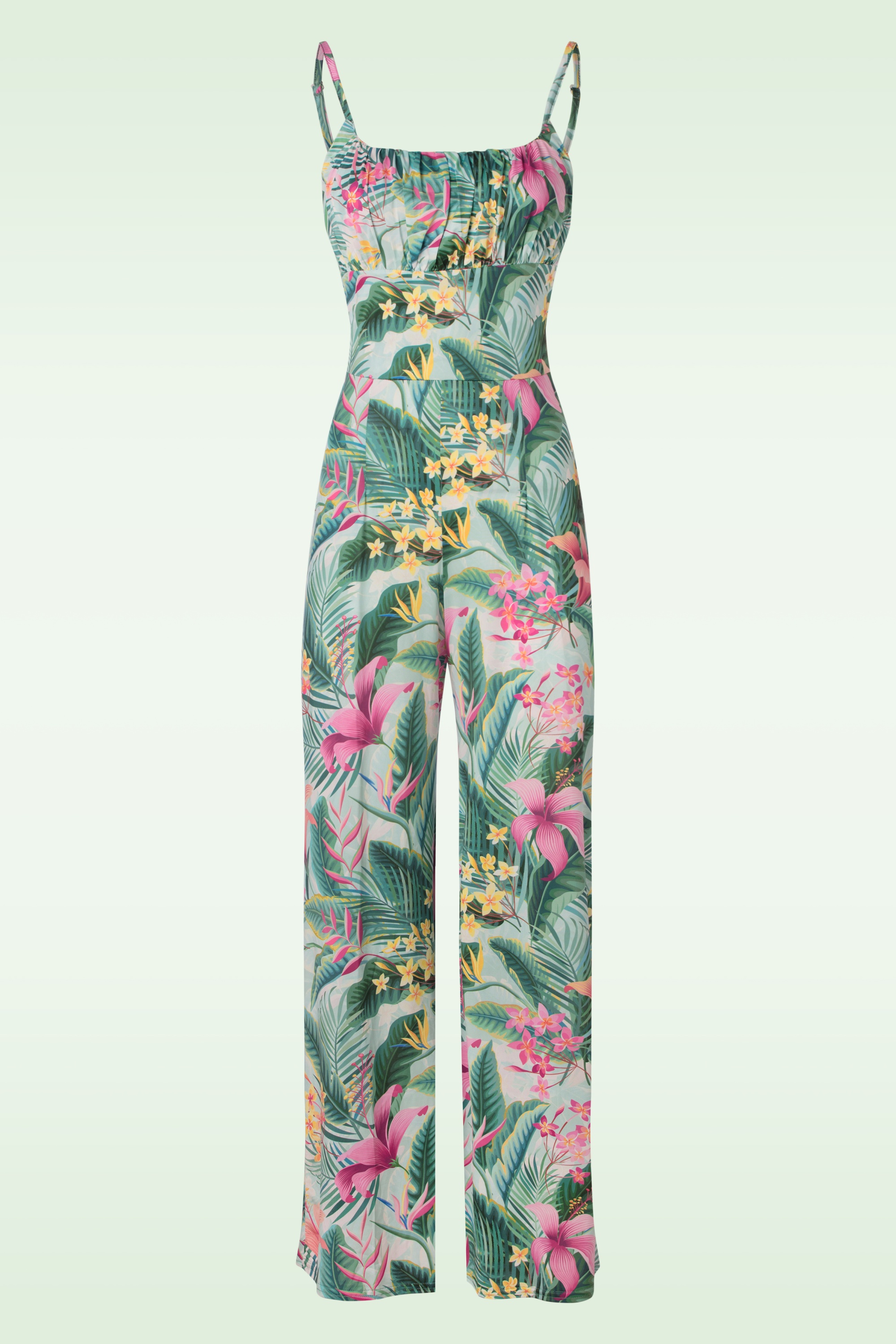 Vintage Chic for Topvintage - Alyssa tropical jumpsuit in mint groen