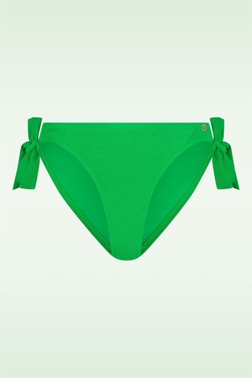 TC Beach - Mid Waist Bikini Bottom in Bright Green Relief