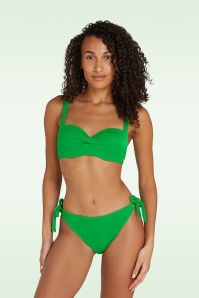 TC Beach - Bas de bikini avec nœud Bow en relief vert vif 2