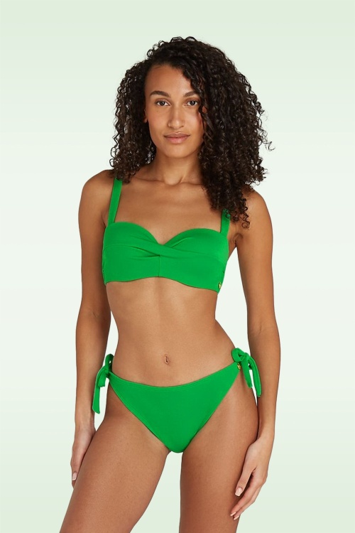 TC Beach - Bikini Bottom Bow in Bright Green Relief 2