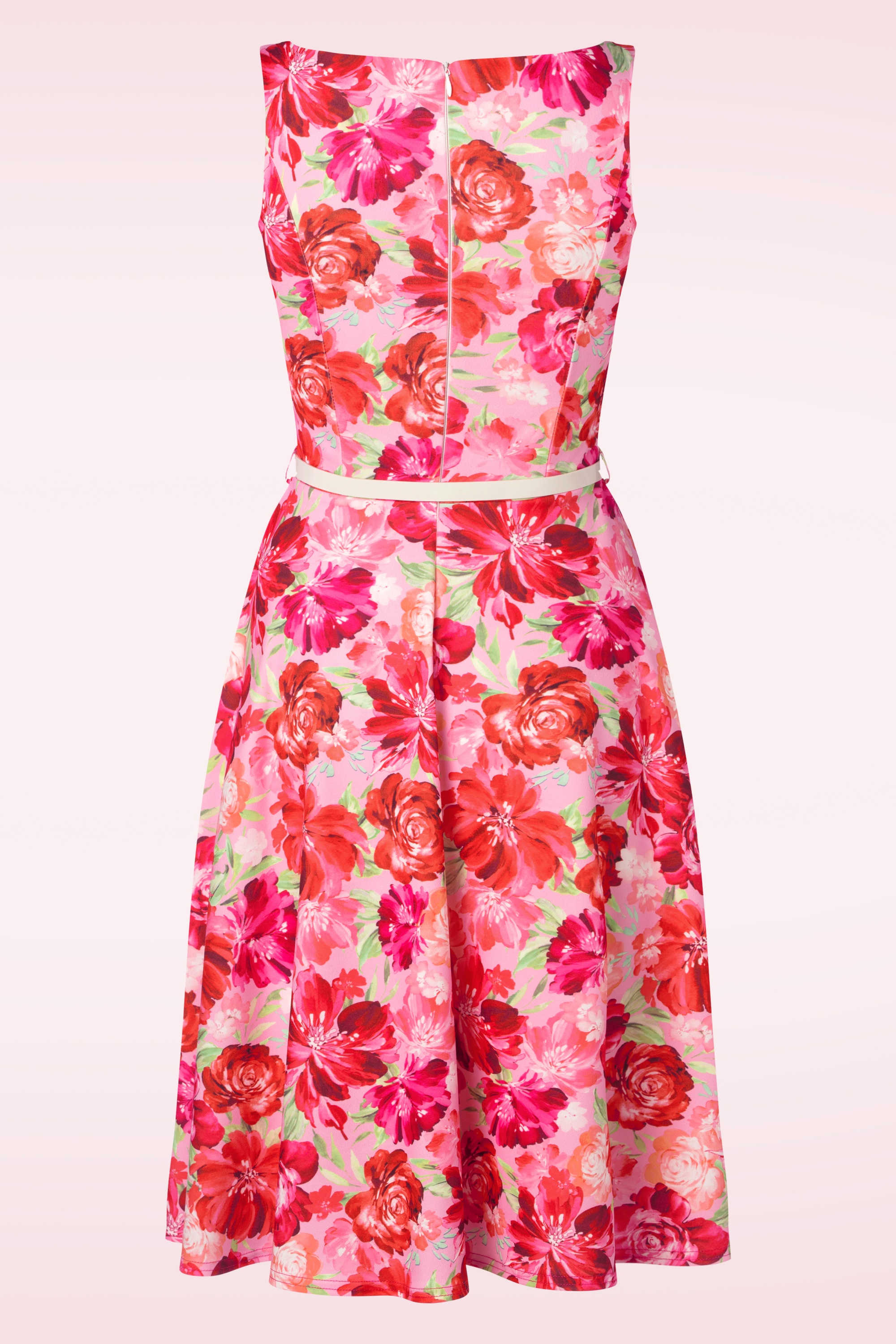 Vintage Chic for Topvintage - Francine flower swing jurk in roze  2