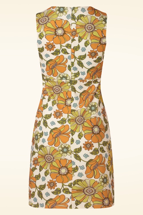 Vintage Chic for Topvintage - Amy bloemen jurk in oranje en groen  2