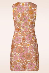 Vintage Chic for Topvintage - Donna bloemen jurk in roze en orange  2