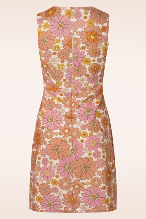 Vintage Chic for Topvintage - Donna Flower Dress in Pink and Orange  2