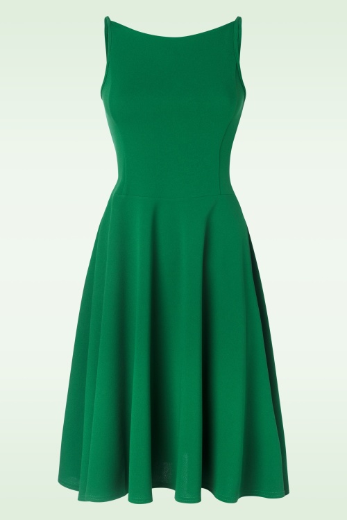Vintage Chic for Topvintage - Athena swing jurk in groen 