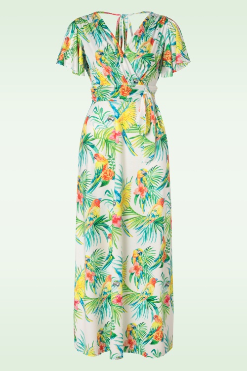 Vintage Chic for Topvintage - Malia Tropical Parrot Maxi Dress in Multi