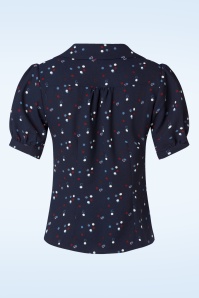 Collectif Clothing - Luana chalk polka blouse in marineblauw 2