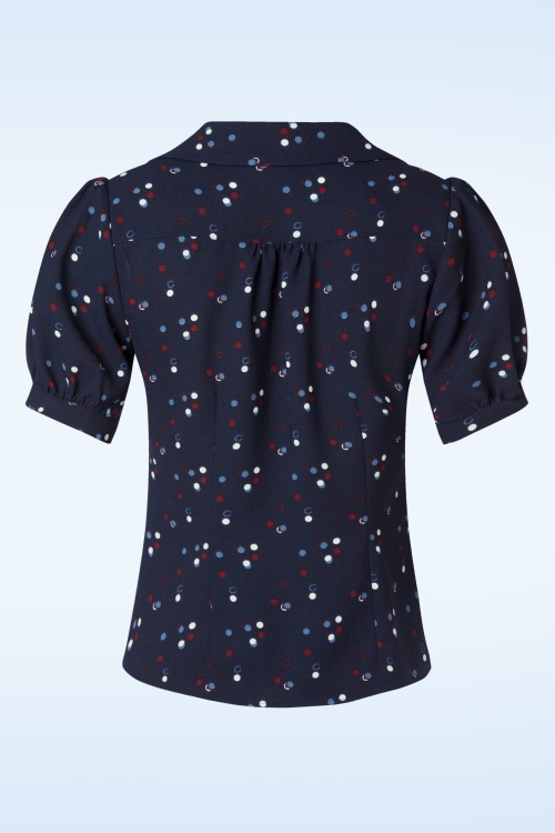 Collectif Clothing - Luana chalk polka blouse in marineblauw 2