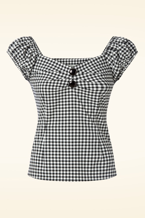 Collectif Clothing - Dolores top Carmen polka marine wit