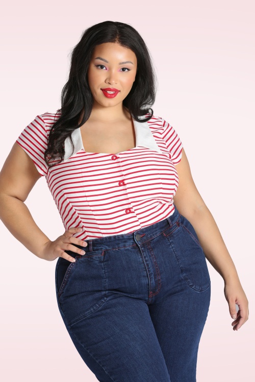Bunny - Ahoy Blouse in White and Red 7