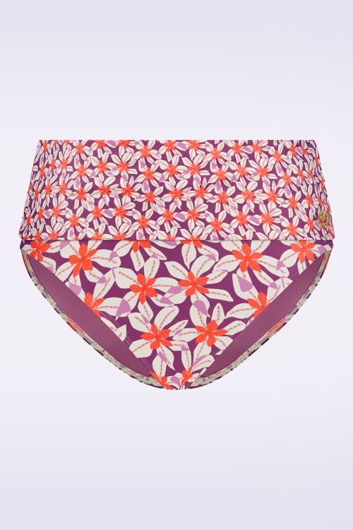 TC Beach - Flipover Summer Flowers Bikini Bottom in Purple