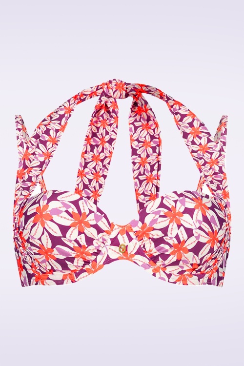 TC Beach - Multiway Summer Flowers bikinitop in paars 2