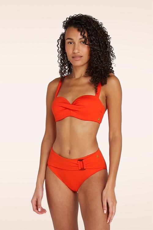 TC Beach - Mid Waist Bikini Bottom in Summer Red 6