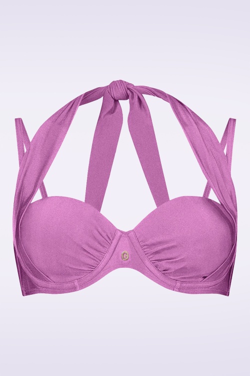 TC Beach - Multiway Bikini Top in Shiny Lilac 2