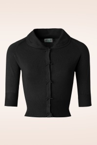 Banned Retro - 40s April Bow Cardigan in Black