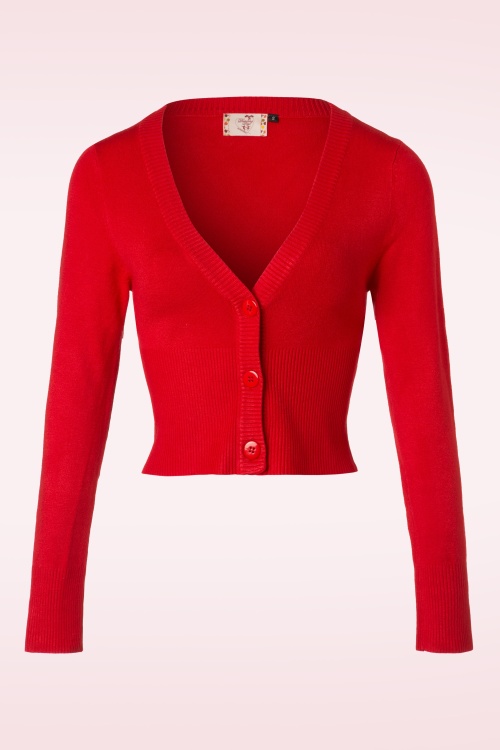 Banned Retro - 50s Lets Go Dancing Cardigan in Lipstick Red
