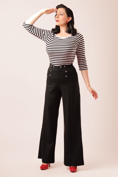 Banned Retro - Stay Awhile Trousers Années 40 en Noir 2