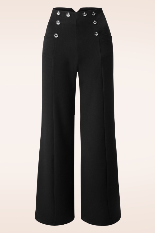 Banned Retro - 40s Stay Awhile Trousers in Navy