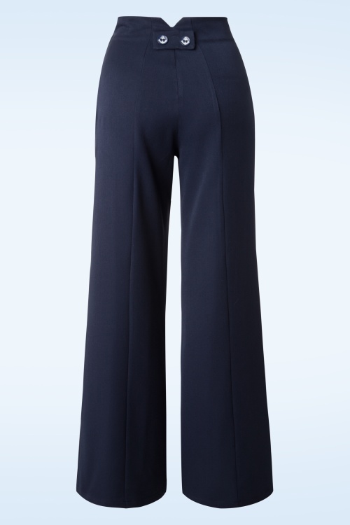 Banned Retro - 40s Stay Awhile Trousers in Navy 4
