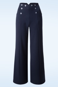 Banned Retro - 40s Stay Awhile Trousers in Navy