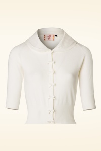 Banned Retro - 40s April Bow Cardigan in Ivory White