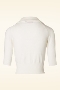 Banned Retro - 40s April Bow Cardigan in Ivory White 4