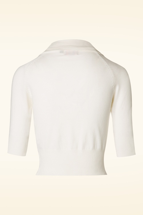 Banned Retro - 40s April Bow Cardigan in Ivory White 4