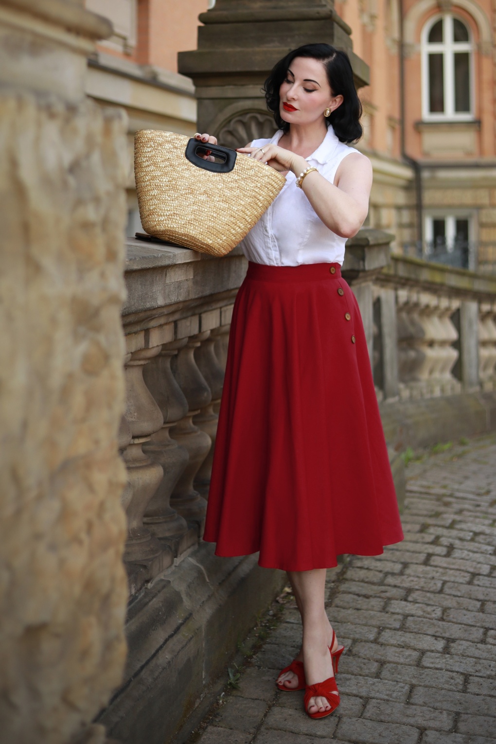 Banned Retro Polly May Swing Skirt in Red | Topvintage