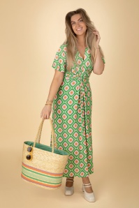 Vintage Chic for Topvintage - Indy maxi jurk geo print in groen