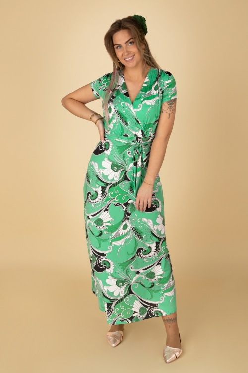 Vintage Chic for Topvintage - Valerie Maxi Dress in Green 4