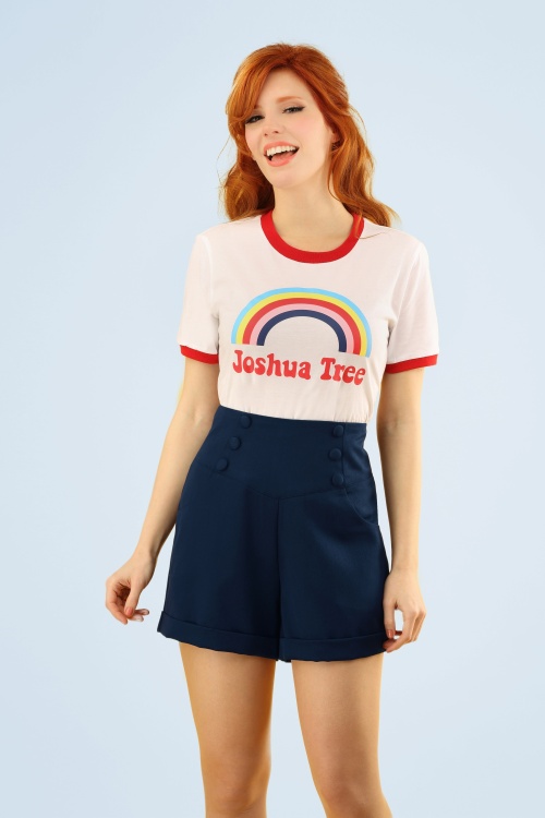 Banned Retro - 50s Cute As A Button Shorts in Navy 2
