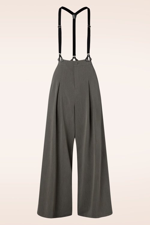 Vixen - Martha Pinstripe Suspender Trousers in Grey