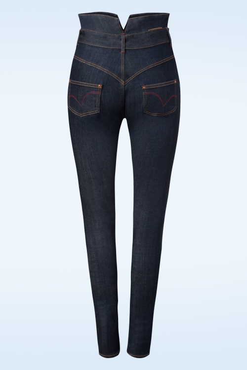 Rock-a-Booty - Babe skinny jeans met hoge taille in donkerblauw 4