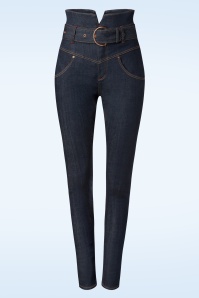 Rock-a-Booty - Babe skinny jeans met hoge taille in donkerblauw 3