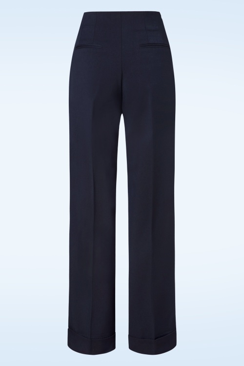 Glamour Bunny Business Babe - Diadora Wide Suit Trousers in Navy 5