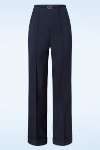 Glamour Bunny Business Babe - Diadora Wide Suit Trousers in Navy 4