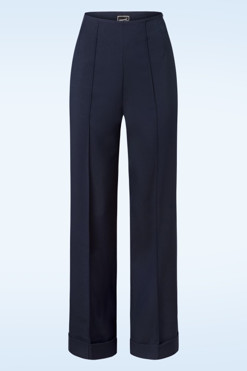 Glamour Bunny Business Babe - Diadora Wide Suit Trousers in Navy 4