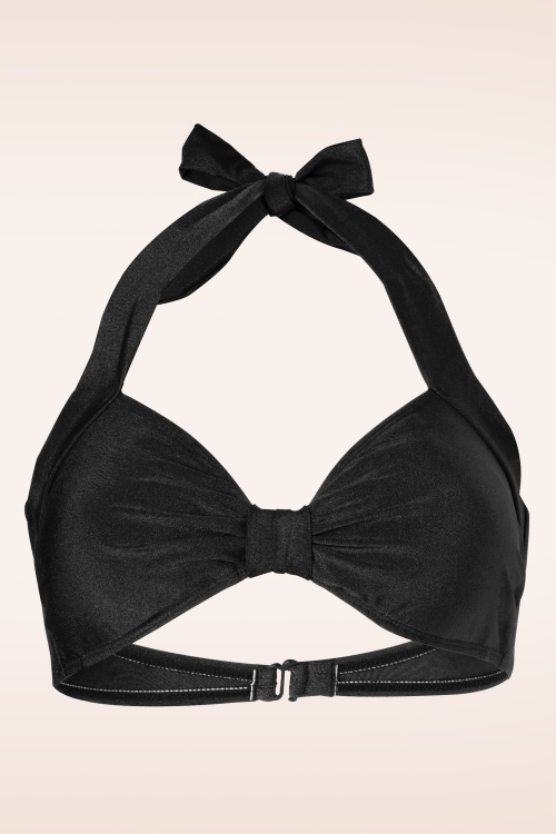 Esther Williams - 50s Classic Bikini Top in Solid Black 2