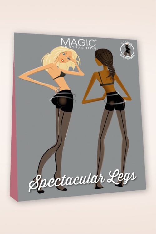 MAGIC Bodyfashion - Collant Spectacular Legs avec Couture en Noir 3
