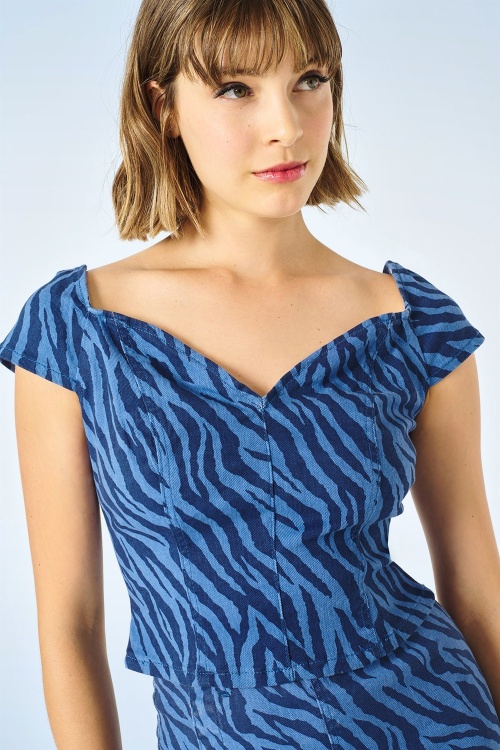 Minueto - Alexandra midi rok in blauw