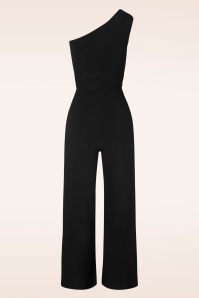 Vintage Chic for Topvintage - Laura one shoulder jumpsuit in zwart 2