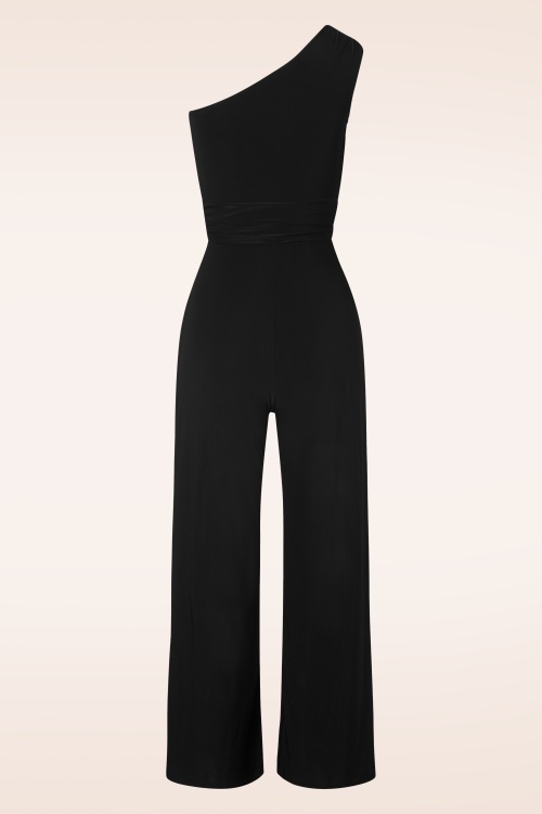 Vintage Chic for Topvintage - Laura One Shoulder Jumpsuit in Black 2