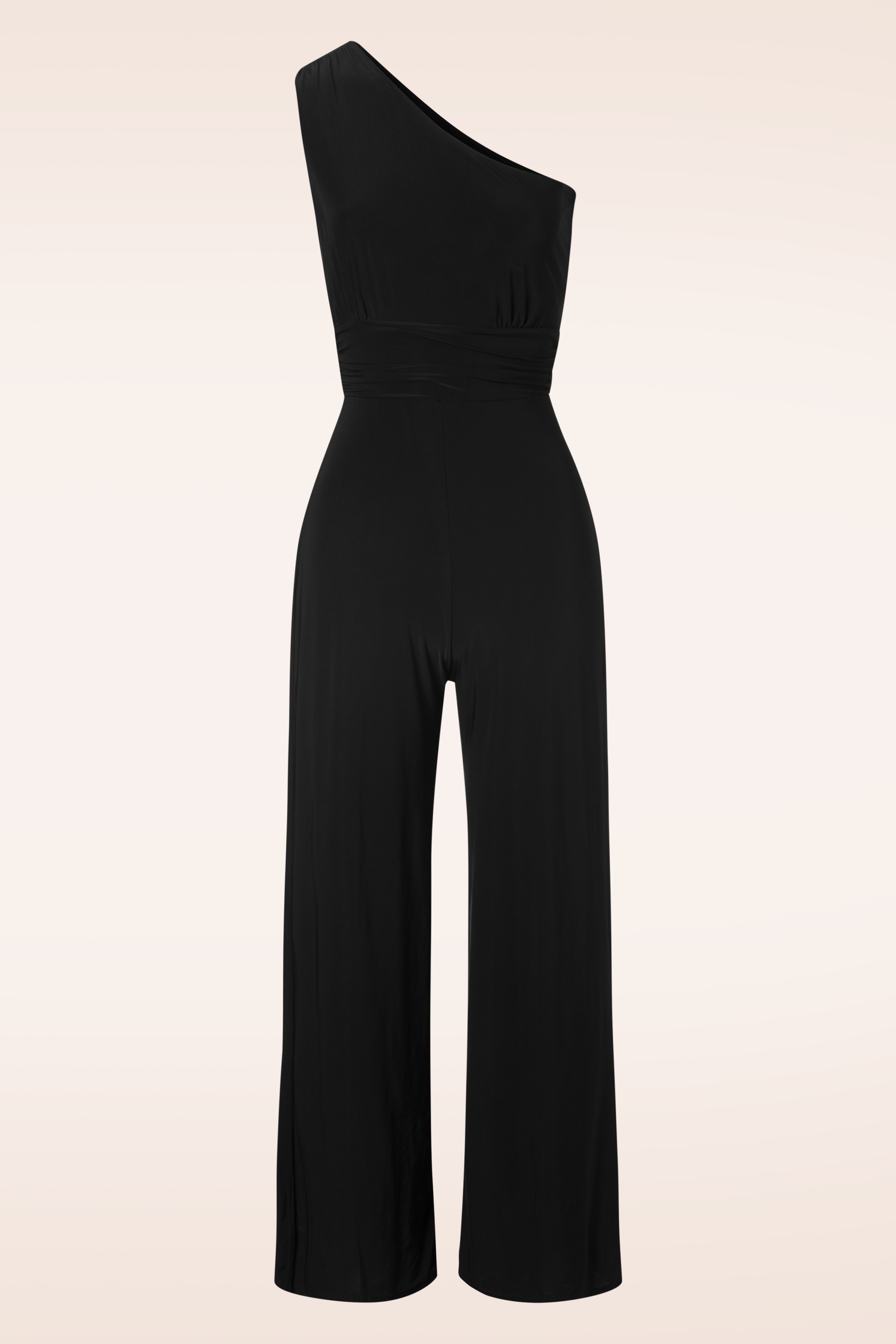 Vintage Chic for Topvintage - Laura one shoulder jumpsuit in zwart