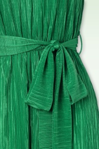 Vintage Chic for Topvintage - Combinaison plissée à encolure asymétrique Casey en vert émeraude 3