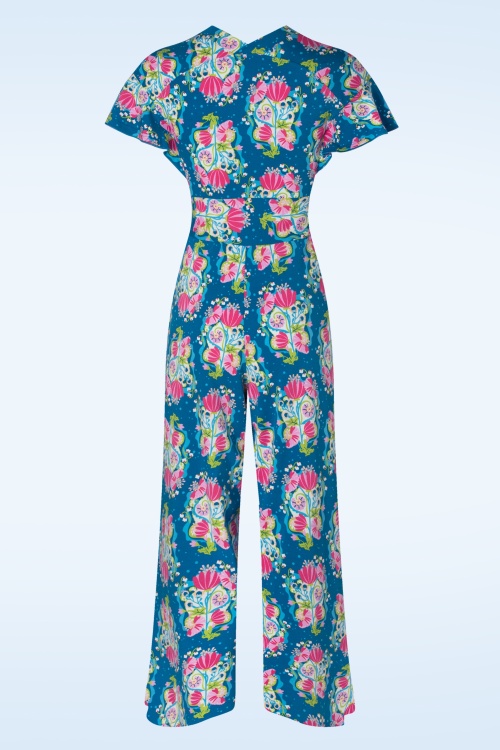 Blutsgeschwister - Shalala Tralala culotte jumpsuit in greek midsummer bouquet blauw 2