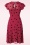 Vixen - Peppa Chiffon Hearts Tea jurk in frambozenrood 2