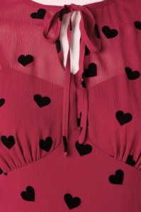 Vixen - Peppa Chiffon Hearts Tea jurk in frambozenrood 3