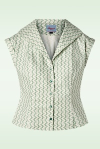 Banned Retro - 40s Tina Tile Blouse in Mint 2
